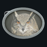 Great Horned Owl Belt Buckle<br><div class="desc">A color pencil and pen drawing of a Great Horned Owl with piercing orange eyes adorns this belt buckle!</div>