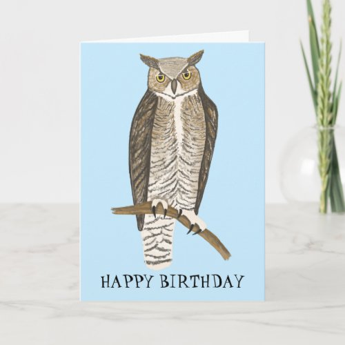 Great Horned OWL BIRTHDAY CUSTOM Card