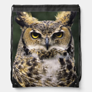 Great Horned Owl (Bubo virginianus), full body Drawstring Bag