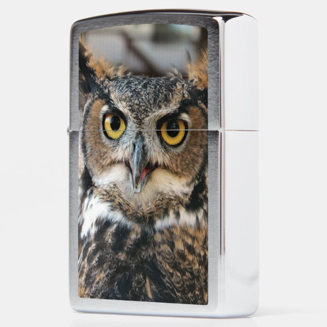 Great Horned Owl  (Bubo virginianus) Zippo Lighter (Left)