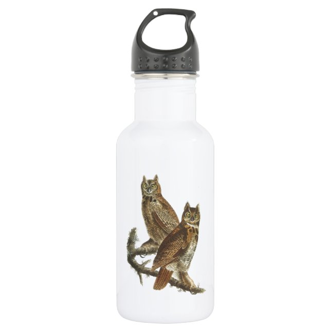 Great Horned Owl by Audubon Stainless Steel Water Bottle (Front)