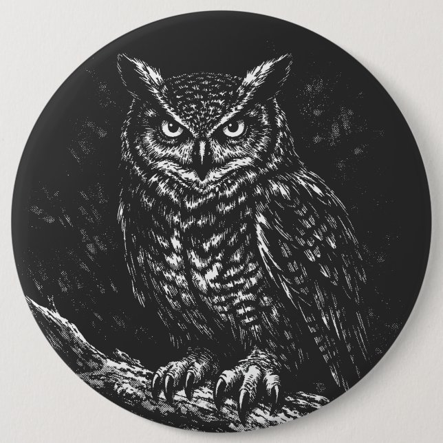 Great Horned Owl — by BurnsInHell Button (Front)