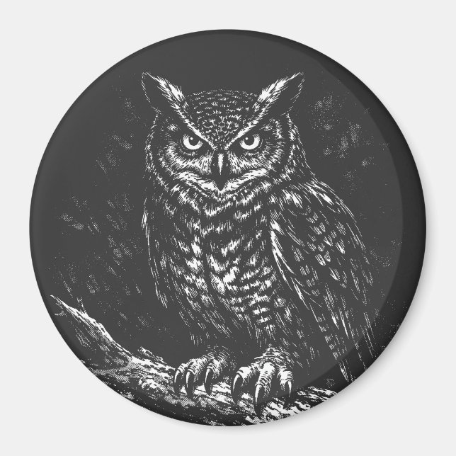 Great Horned Owl — by BurnsInHell Magnet (Front)