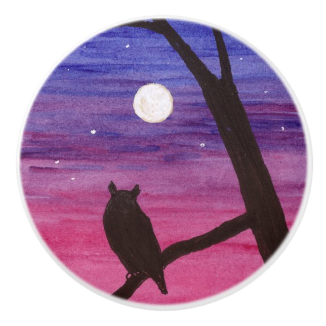 Great Horned Owl Ceramic Knob (Front)