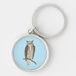 Great Horned Owl cool bird illustration Keychain
