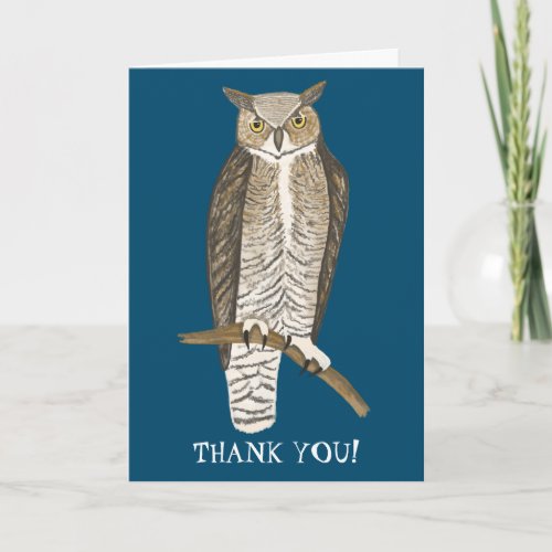 Great Horned OWL CUSTOM THANK YOU Card