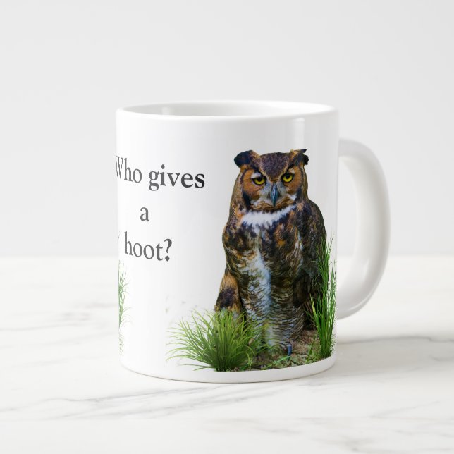 Great Horned Owl Customizable Giant Coffee Mug (Front Right)
