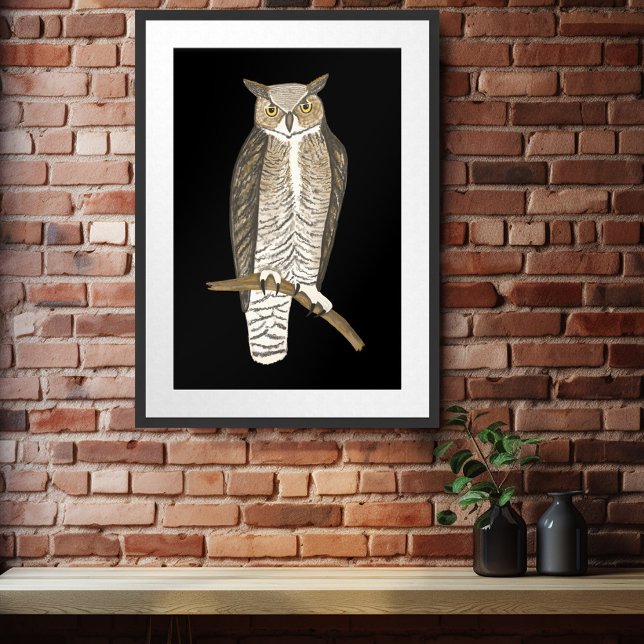 Great Horned Owl Drawing Art Poster (Great Horned Owl Drawing Art Poster
)