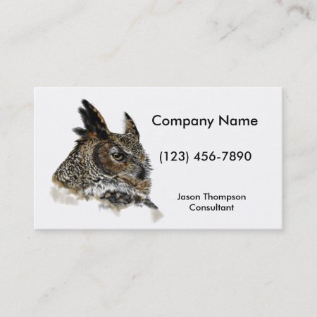 Great Horned Owl Drawing Business Card
