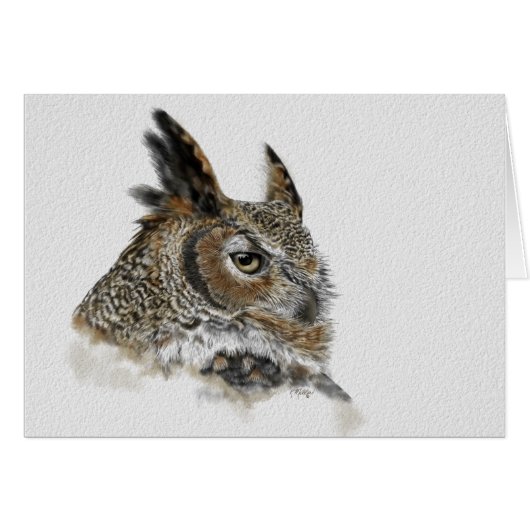 Great Horned Owl Drawing Cards (Front Horizontal)