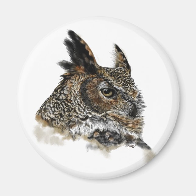 Great Horned Owl Drawing Magnet (Front)