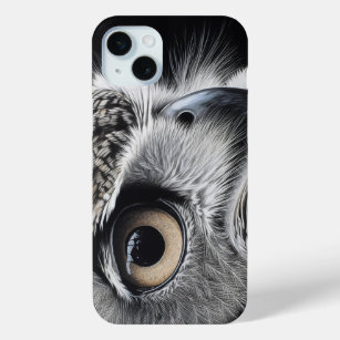 Great horned owl face close up iPhone 15 plus case