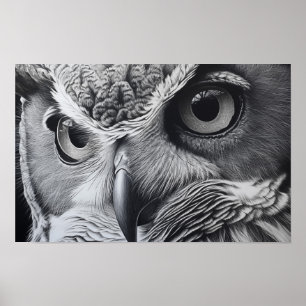 Great horned owl face with eyes closeup poster
