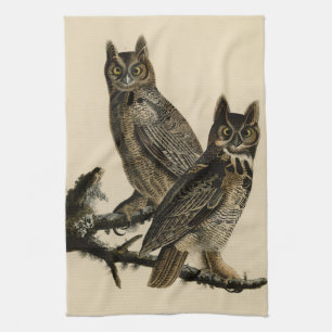 Great Horned Owl from Audubon's Birds of America Kitchen Towel