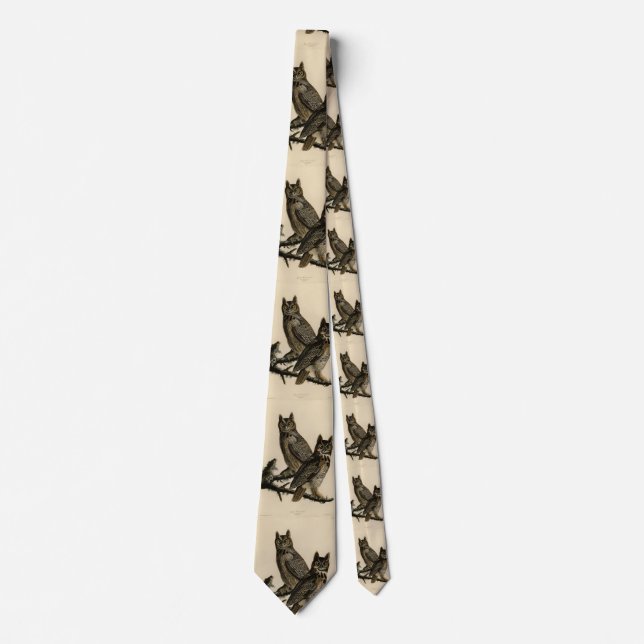 Great Horned Owl from Audubon's Birds of America Neck Tie (Front)