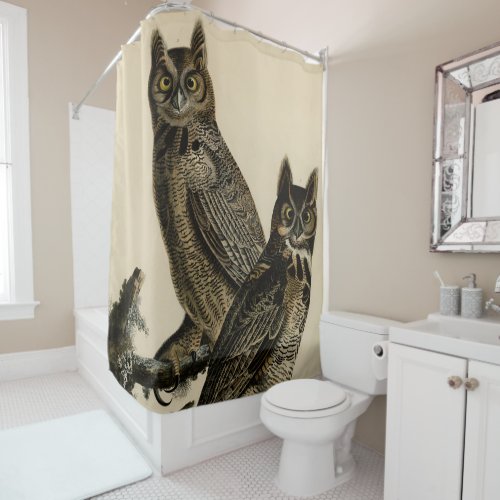 Great Horned Owl from Audubons Birds of America Shower Curtain
