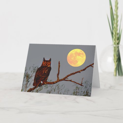 Great Horned Owl  Full Moon Card