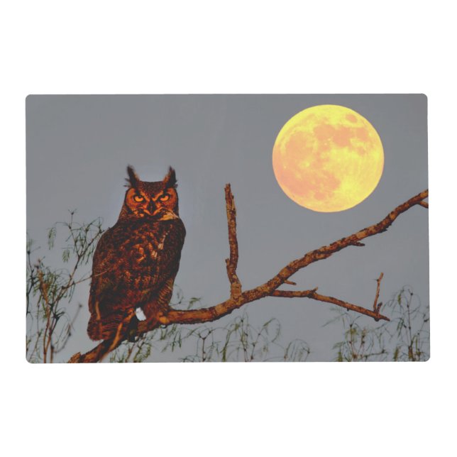 Great Horned Owl | Full Moon Placemat (Front)