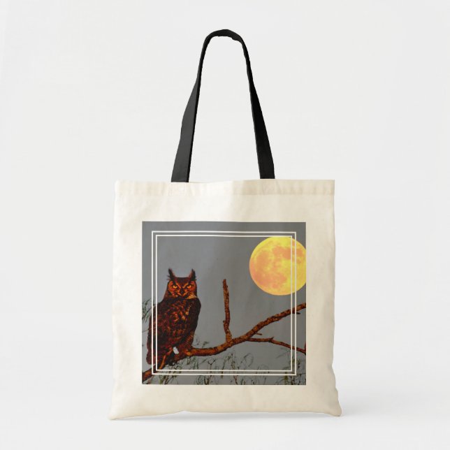 Great Horned Owl | Full Moon Tote Bag (Front)