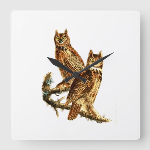 Great Horned Owl _ Hoot Owl Square Wall Clock