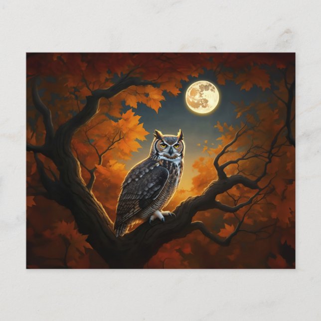 Great Horned Owl in Autumn (Front)