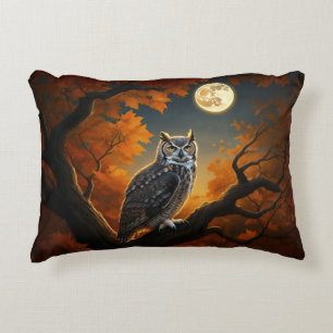 Great Horned Owl in Autumn Accent Pillow