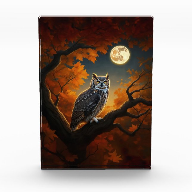Great Horned Owl in Autumn Acrylic Award (Front)