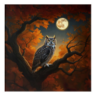 Great Horned Owl in Autumn Acrylic Print