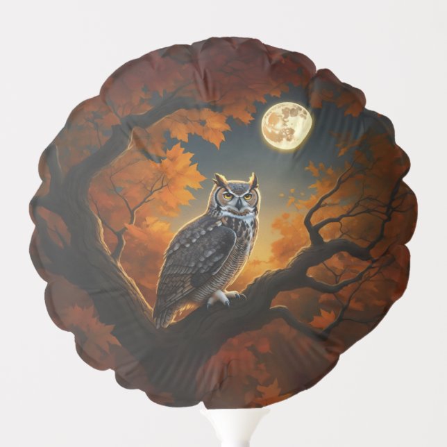 Great Horned Owl in Autumn Balloon (Front)