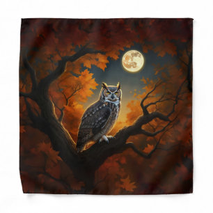 Great Horned Owl in Autumn Bandana