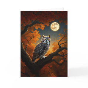 Great Horned Owl in Autumn Card