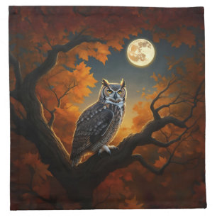 Great Horned Owl in Autumn Cloth Napkin