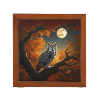 Great Horned Owl in Autumn Desk Organizer