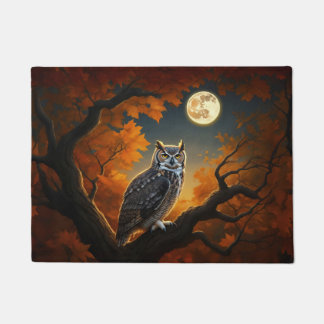 Great Horned Owl in Autumn Doormat
