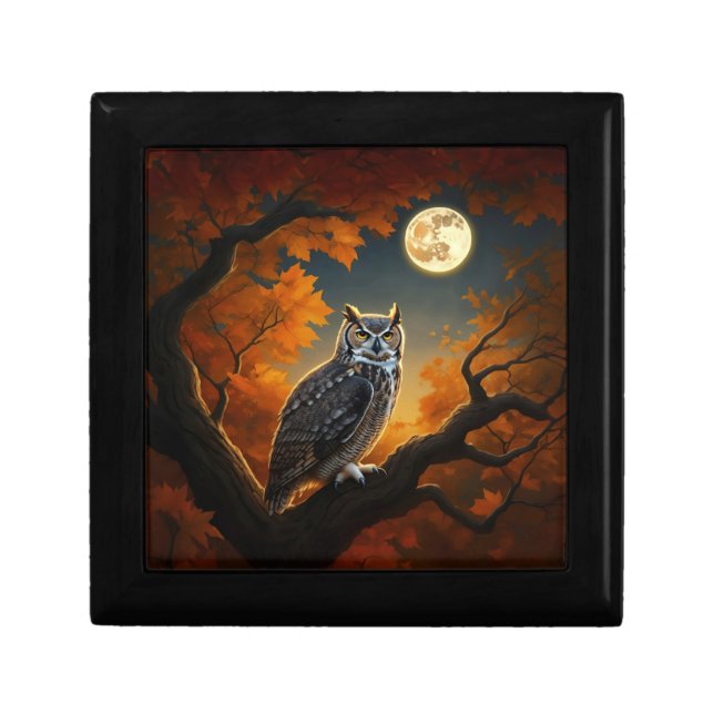Great Horned Owl in Autumn Gift Box (Front)