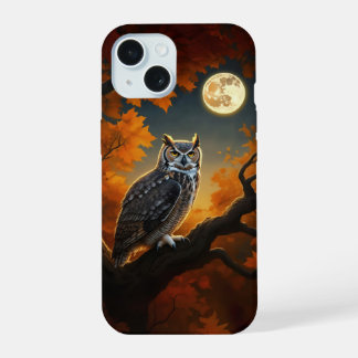 Great Horned Owl in Autumn iPhone 15 Case