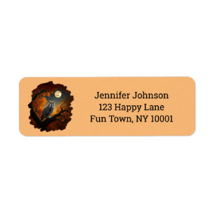 Great Horned Owl in Autumn Label