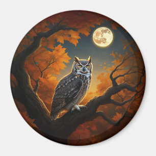 Great Horned Owl in Autumn Magnet