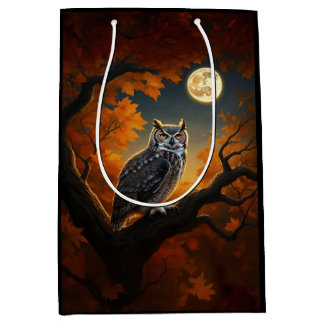 Great Horned Owl in Autumn Medium Gift Bag