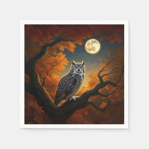 Great Horned Owl in Autumn Napkins
