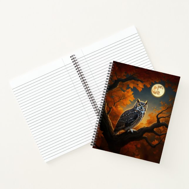 Great Horned Owl in Autumn Notebook (Inside)