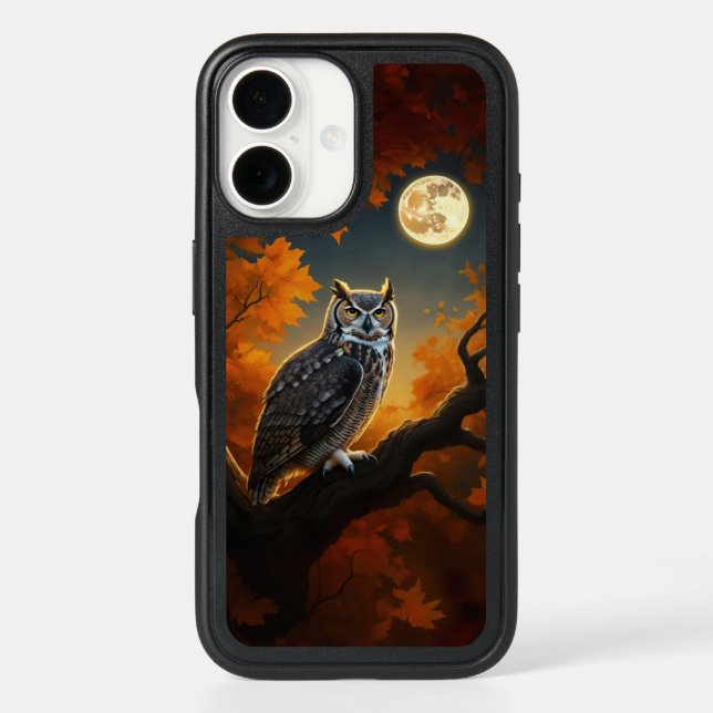 Great Horned Owl in Autumn Otterbox iPhone Case (Back)