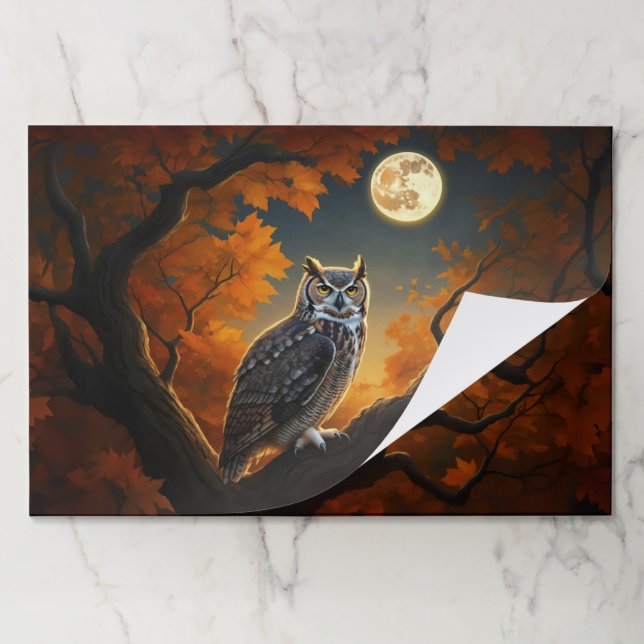 Great Horned Owl in Autumn Paper Pad (Folded)