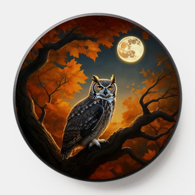 Great Horned Owl in Autumn PopSocket (Popsocket)