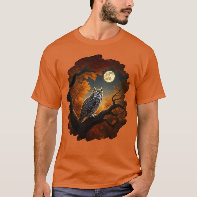 Great Horned Owl in Autumn T-Shirt (Front)
