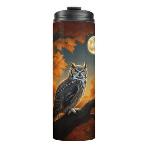 Great Horned Owl in Autumn Thermal Tumbler