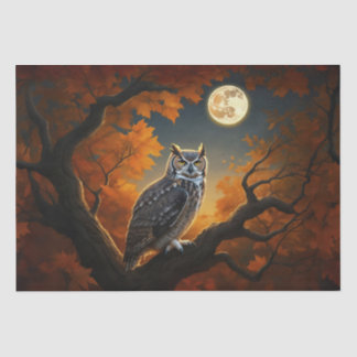 Great Horned Owl in Autumn Tissue Paper