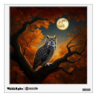 Great Horned Owl in Autumn Wall Decal