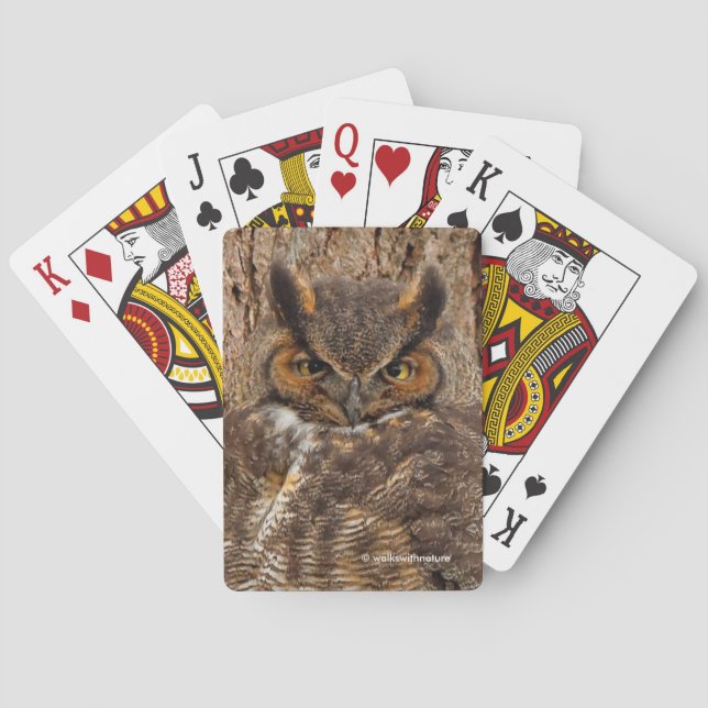 Great Horned Owl in the Douglas Fir Poker Cards (Back)