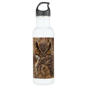 Great Horned Owl in the Douglas Fir Stainless Steel Water Bottle